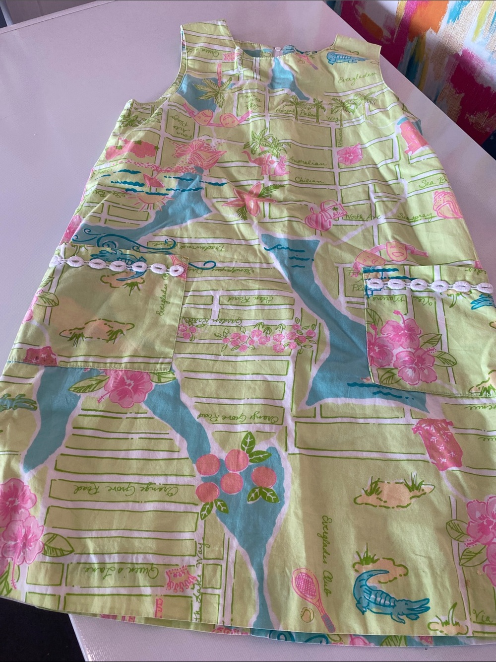 Lilly Pulitzer Neon Pastel Floral Shift Dress. Size 7. Great condition. Cotton.
